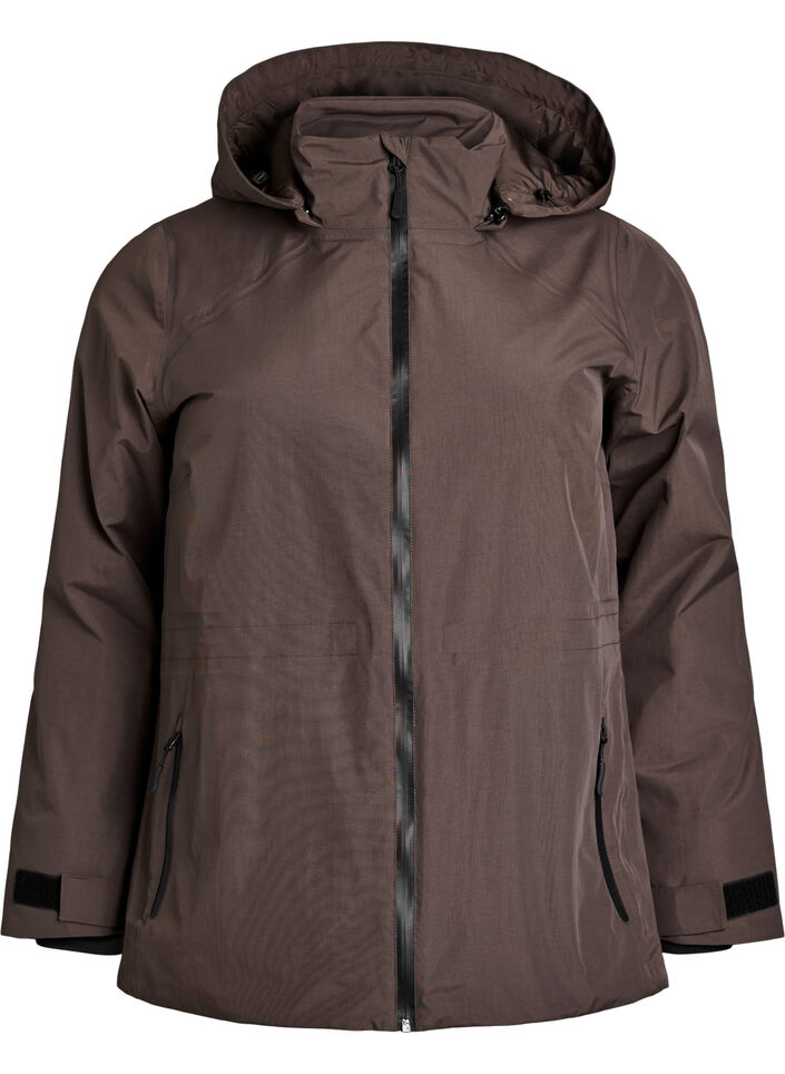 Veste d'hiver imperm&eacute;able avec capuche amovible, Marron, Packshot image number 0