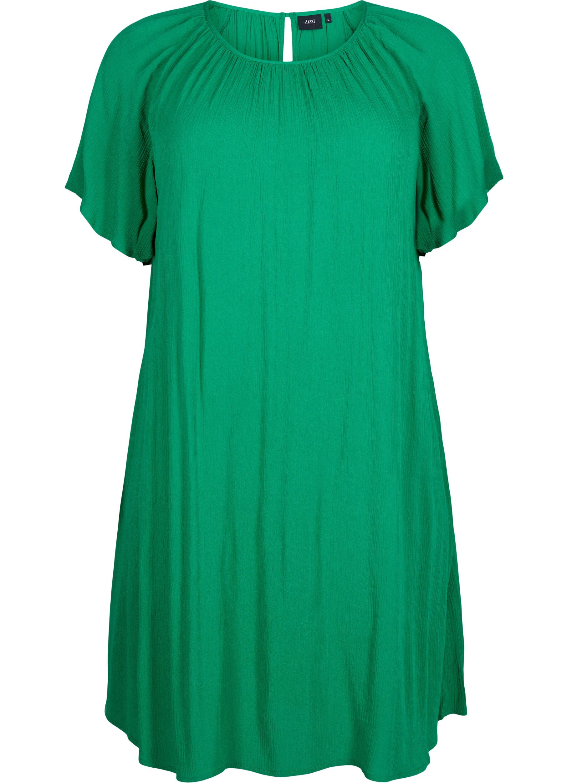Zizzi Viskosekleid mit kurzen &Auml;rmeln, Jolly Green, Packshot image number 0