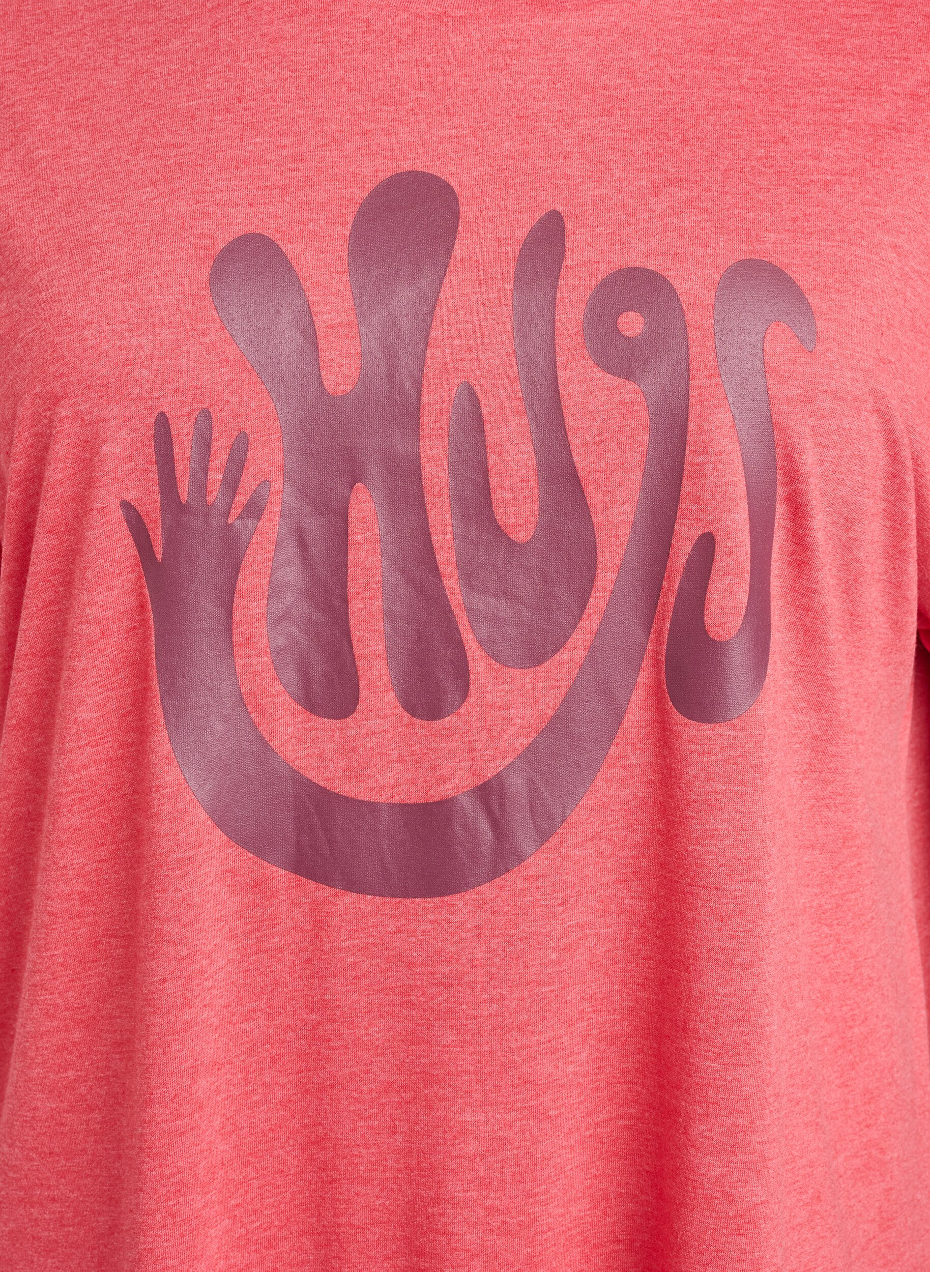 Zizzi Chemise de nuit &agrave; manches courtes avec imprim&eacute; texte, Rouge, Packshot image number 2