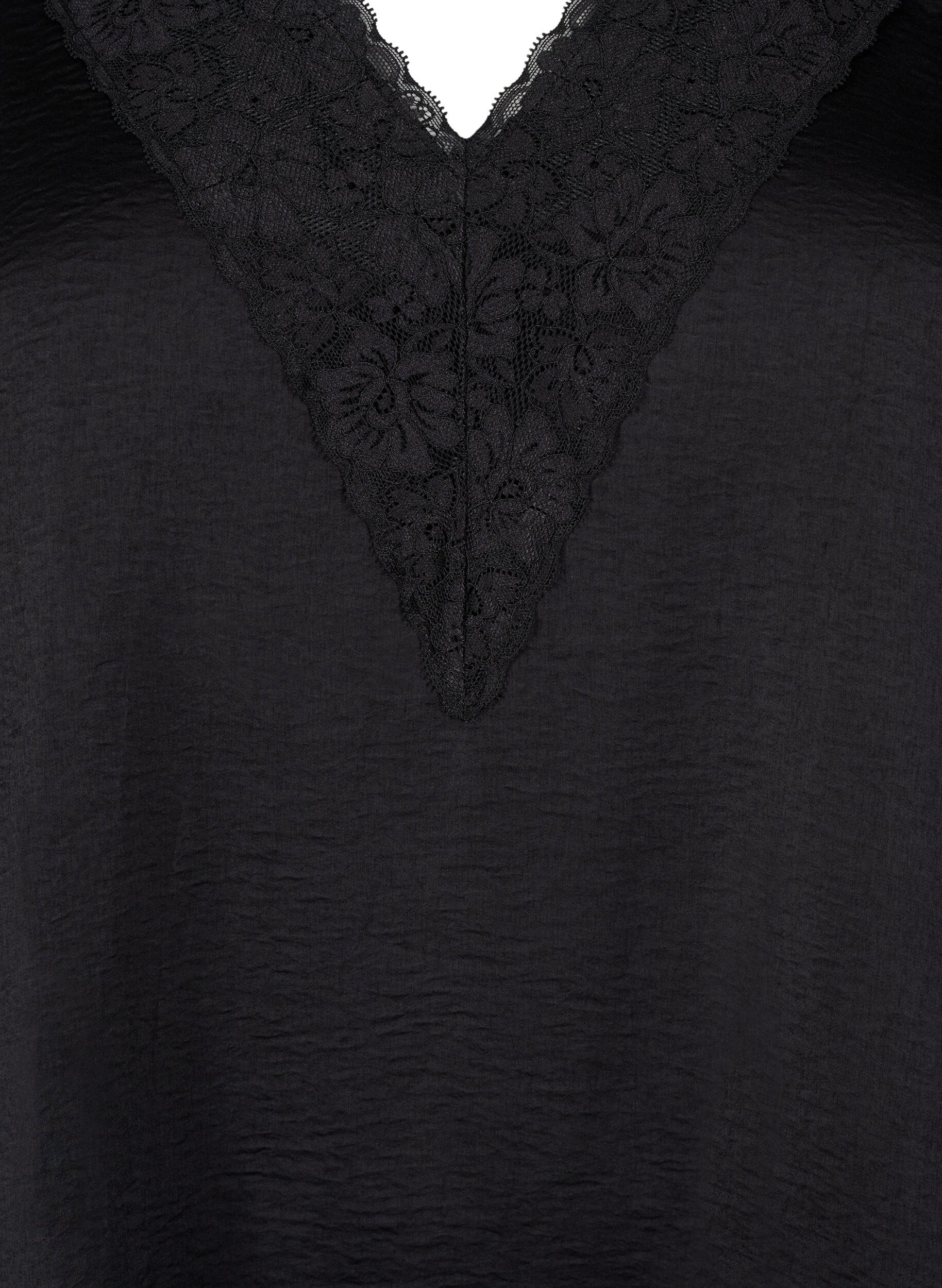 Zizzi Top sans manches avec dentelle, Noir, Packshot image number 2