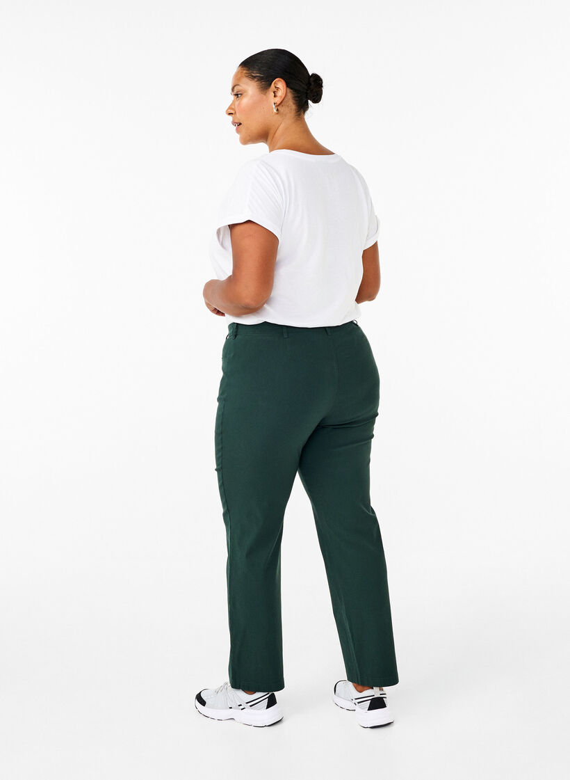 Pantalon classique en viscose mélangée, Vert foncé, Model image number 1