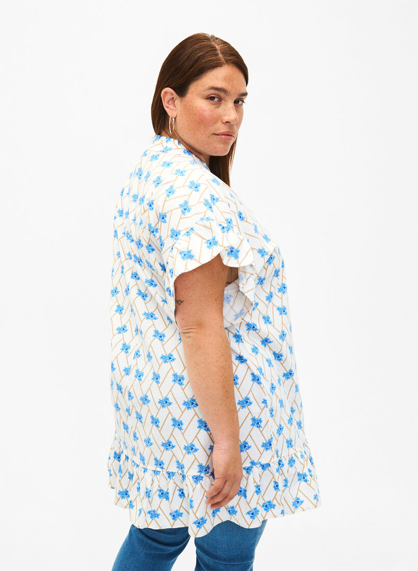 Geblümte Tunika aus Baumwolle, Snow White Flower, Model image number 1
