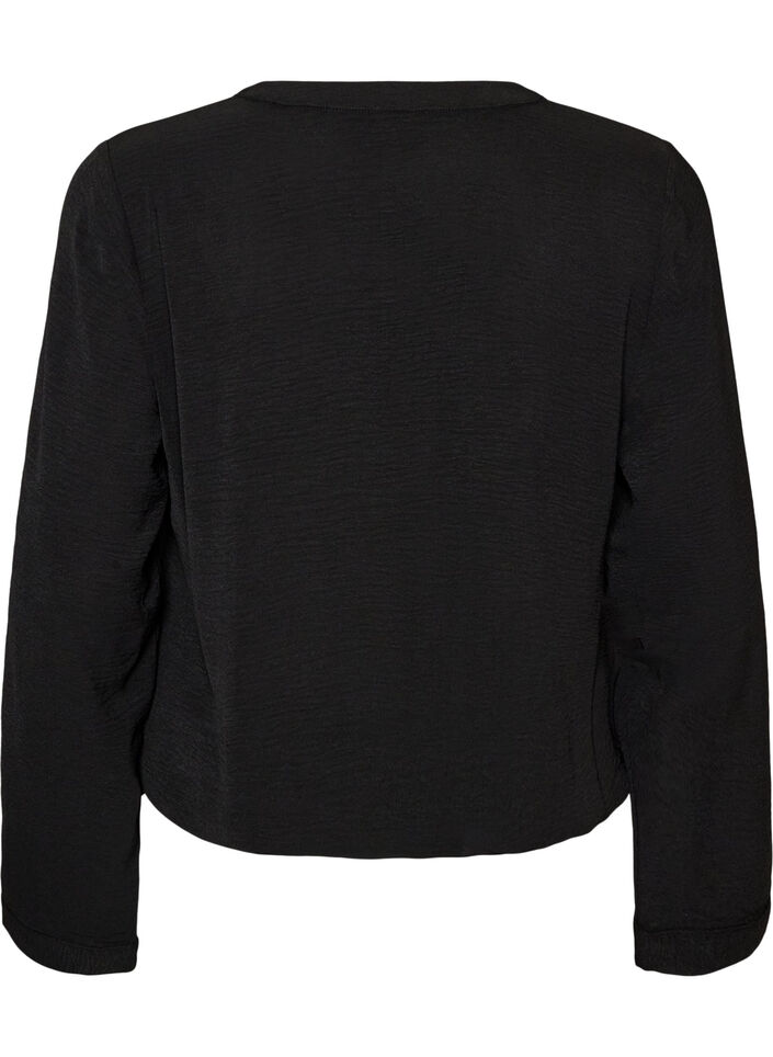 Blouse &agrave; la silhouette ballon avec col en V, Noir, Packshot image number 1