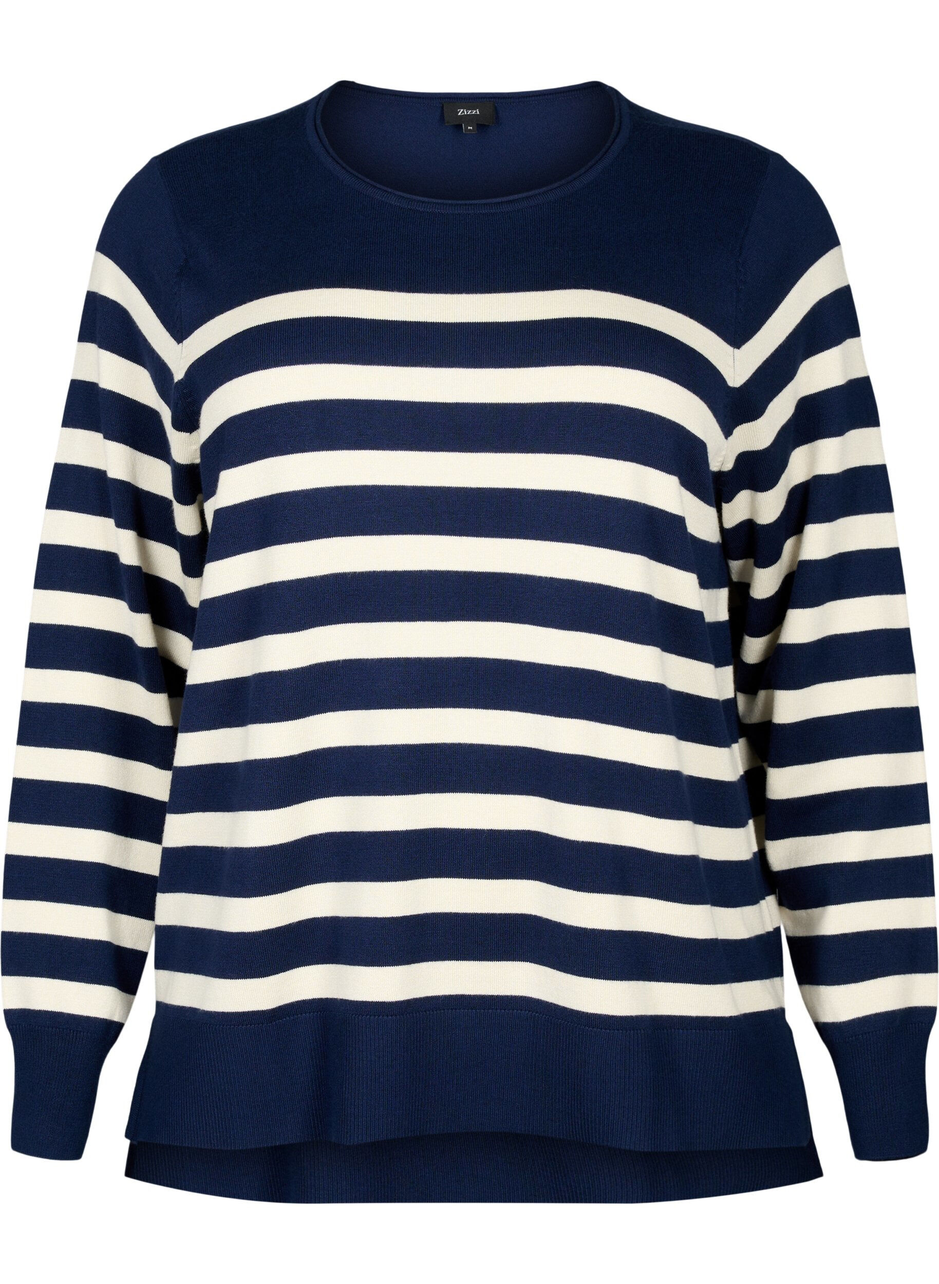 Zizzi Gestreifte Bluse aus Viskose, Navy Blazer Comb, Packshot image number 0