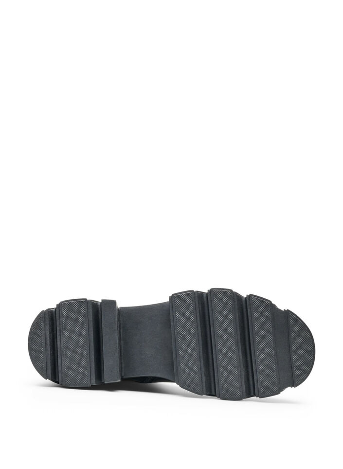 Langer Stiefel mit gerippten Eins&auml;tzen, Schwarz, Packshot image number 5