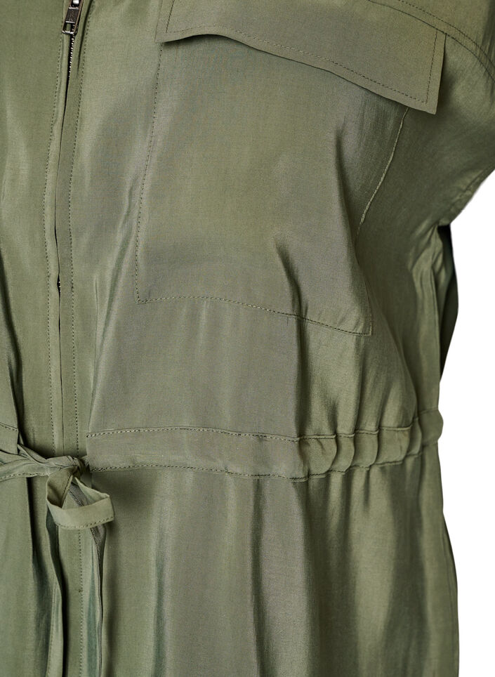 Gilet en modal avec fermeture &eacute;clair et ceinture &agrave; nouer, Vert, Packshot image number 2