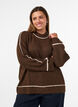 Strickpullover mit Rollkragen und Kontraststreifen, Braun, Model image number 0