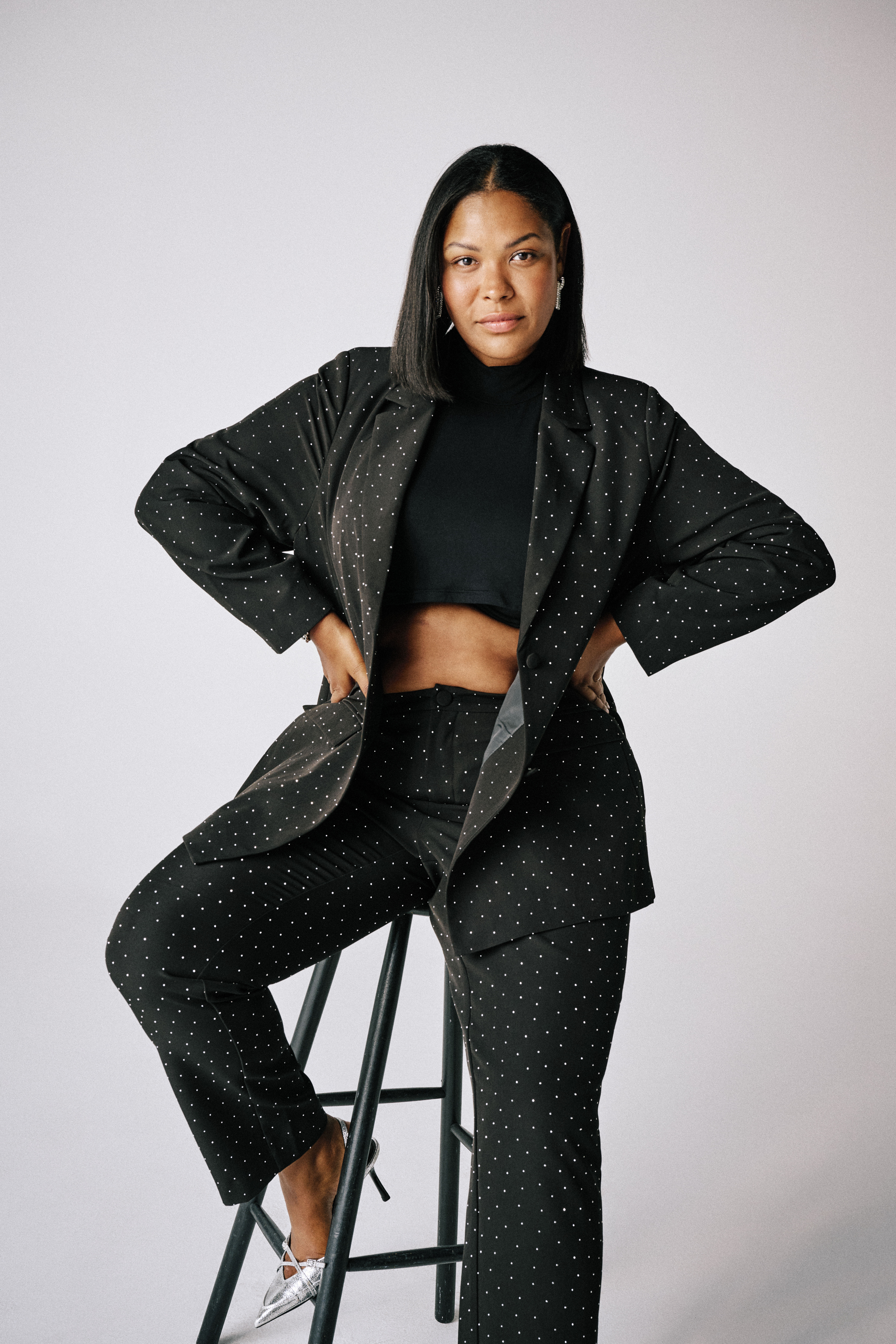 Ensemble blazer avec strass, , Model