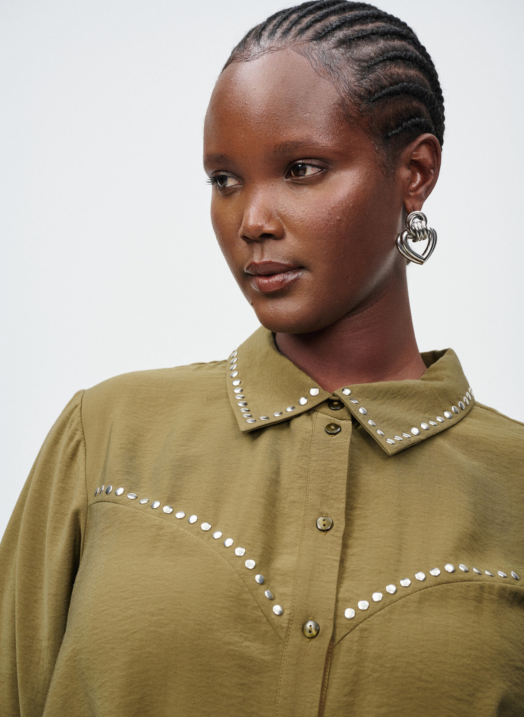 Zizzi Chemise avec clous, Vert fonc&eacute;, Image image number 0