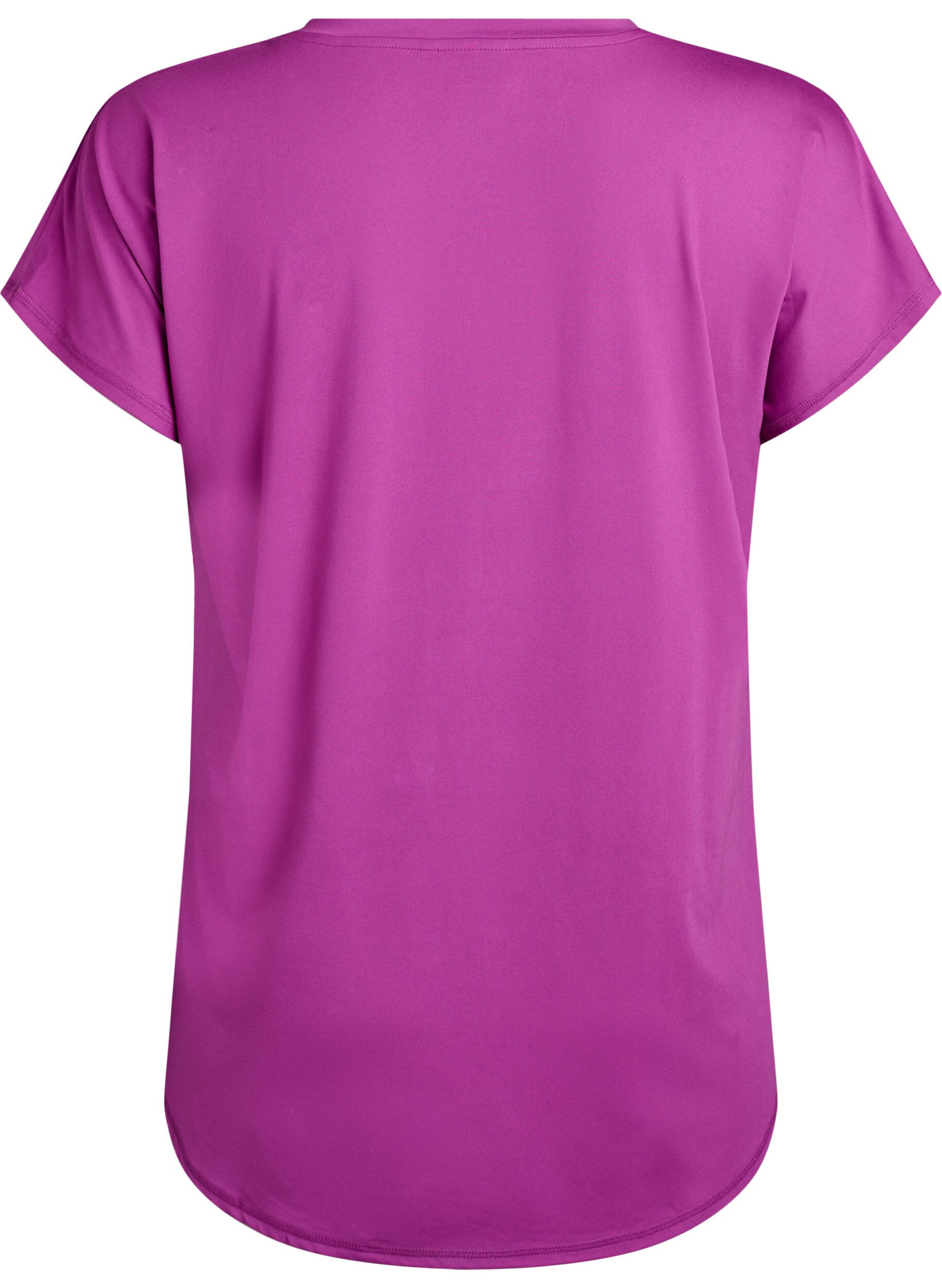 ZizziKurzarm Trainingsshirt mit V-Ausschnitt, Lila, Packshot image number 1