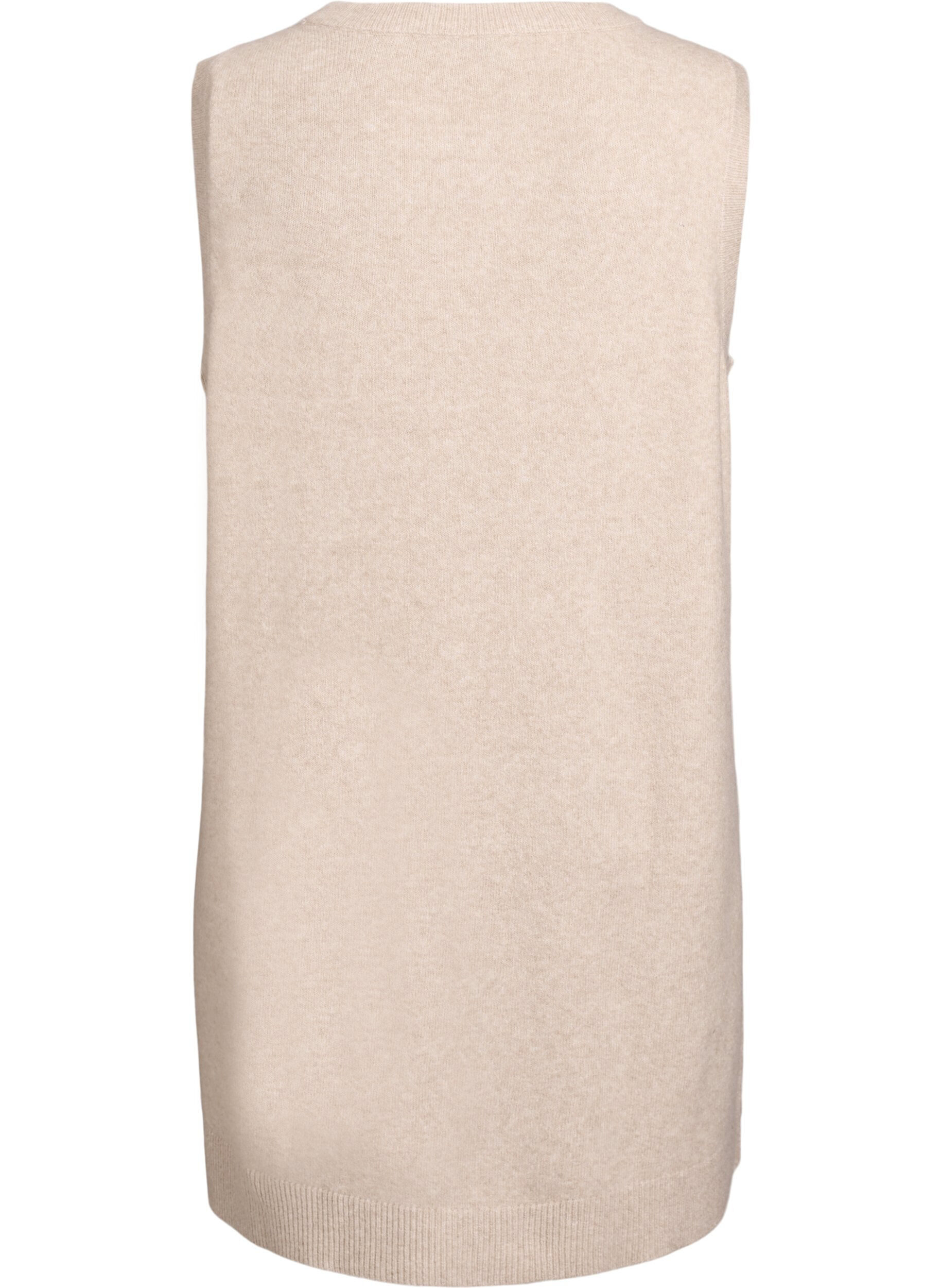 Zizzi Kurzes &auml;rmelloses Strickkleid, Beige, Packshot image number 1