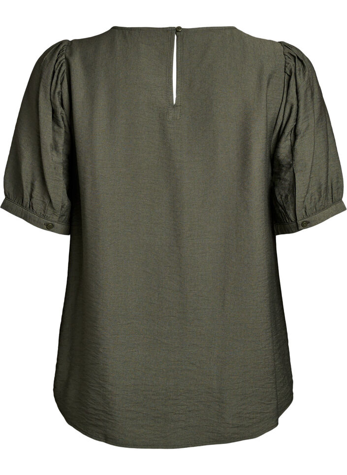 Bluse aus Viskose mit halben &Auml;rmeln, Gr&uuml;n, Packshot image number 1