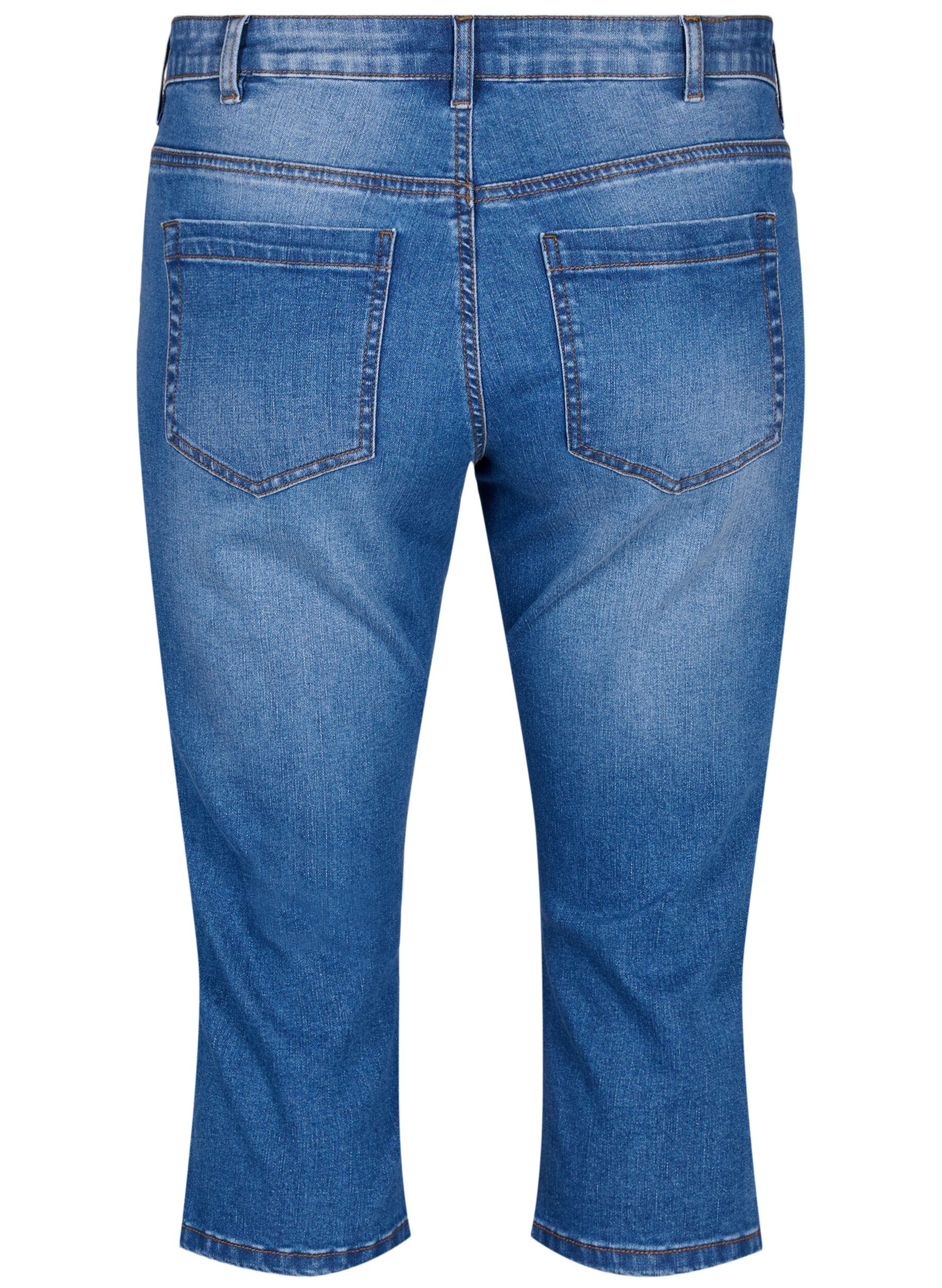Zizzi Emily Schmale Passform Denim-Caprihose, Blue Denim, Packshot image number 1
