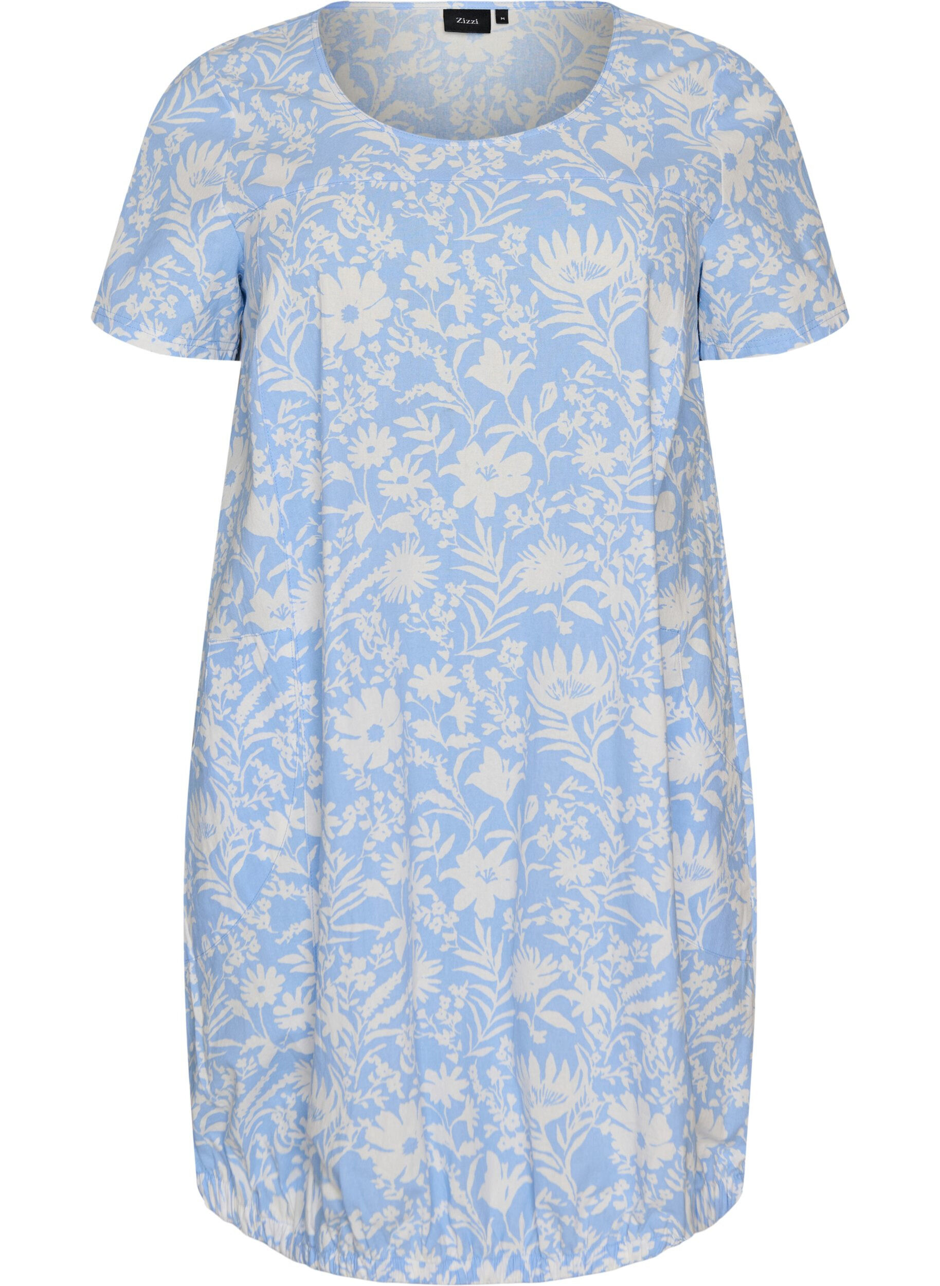 ZizziKurz&auml;rmliges Baumwollkleid mit Aufdruck, Vanille, Packshot image number 0