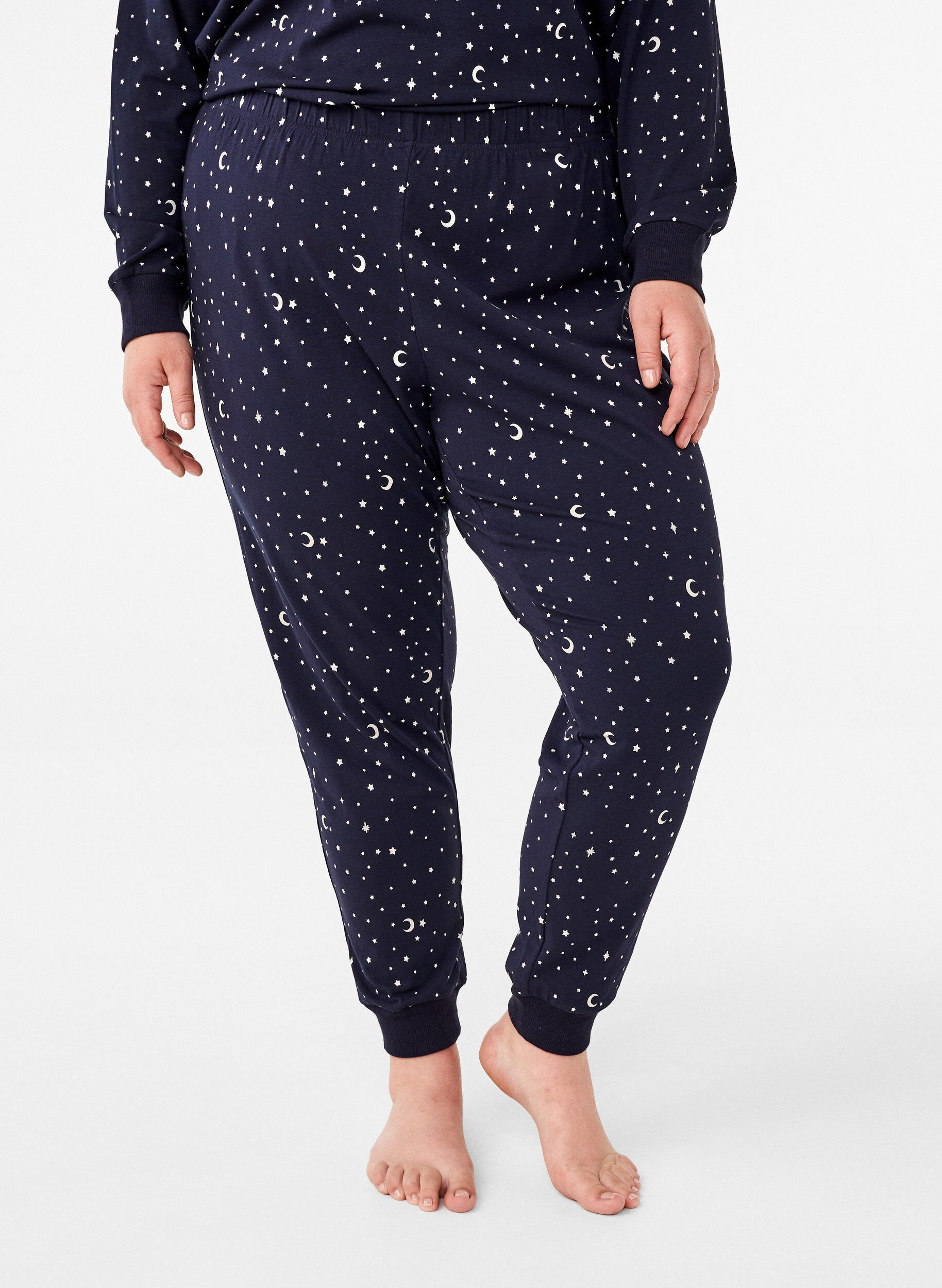 Zizzi Bedruckte Pyjamahose, Blau, Model image number 2