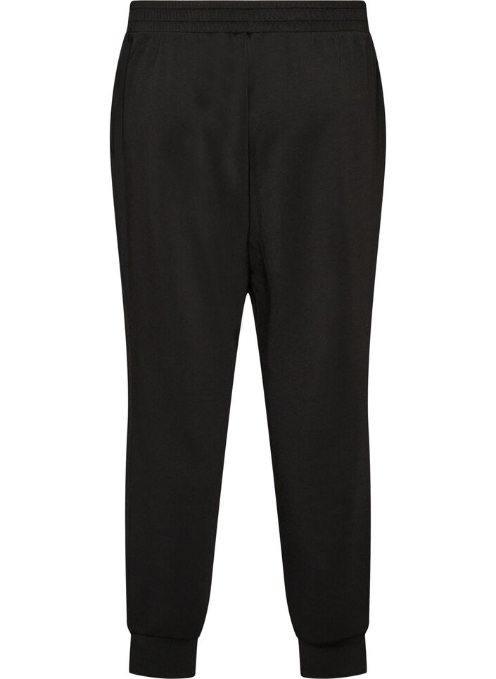 Jerseyhose mit hoher Taille und Taschen, Schwarz, Packshot image number 1