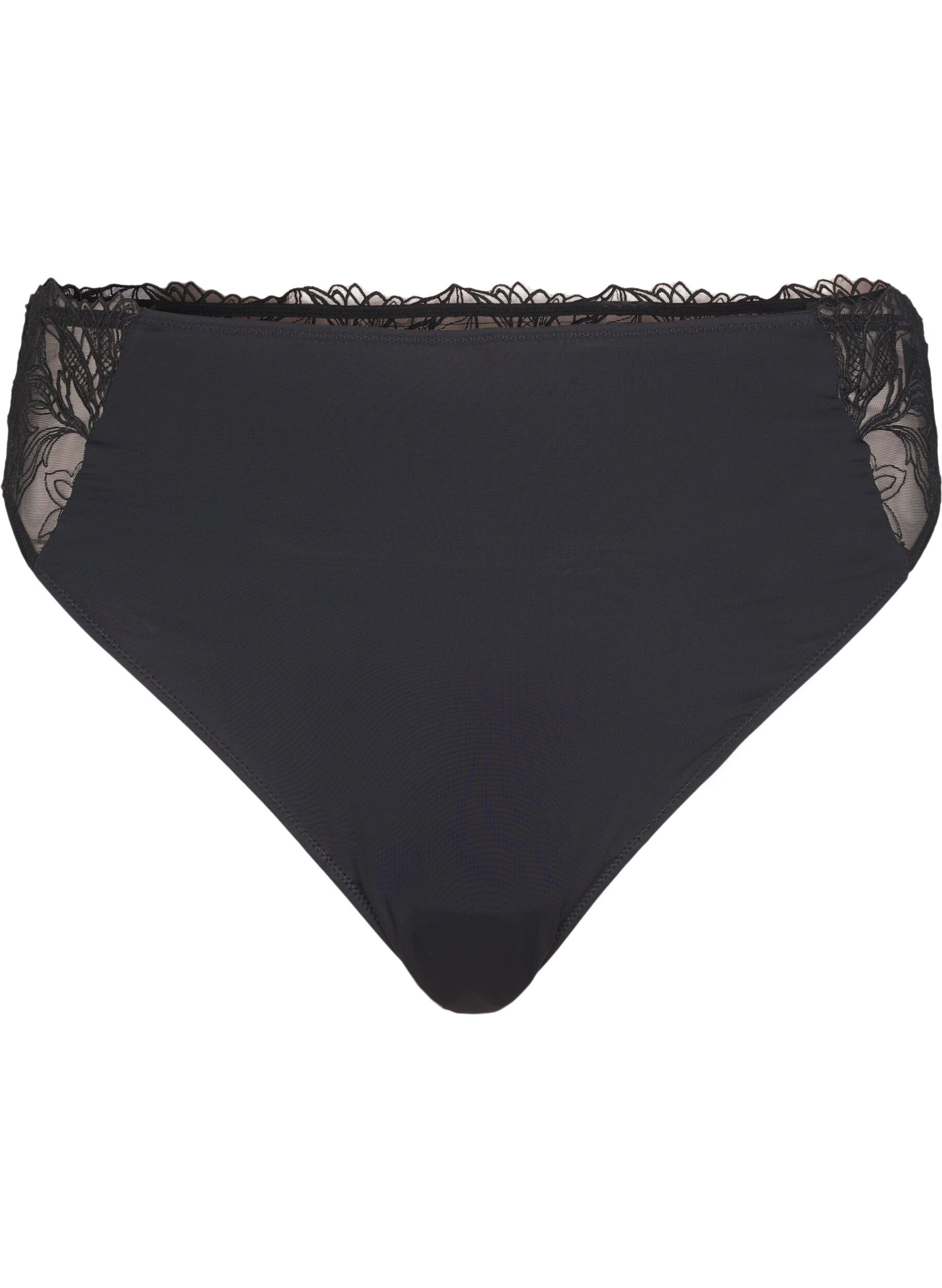 Zizzi String en microfibre avec dentelle, Noir, Packshot image number 0
