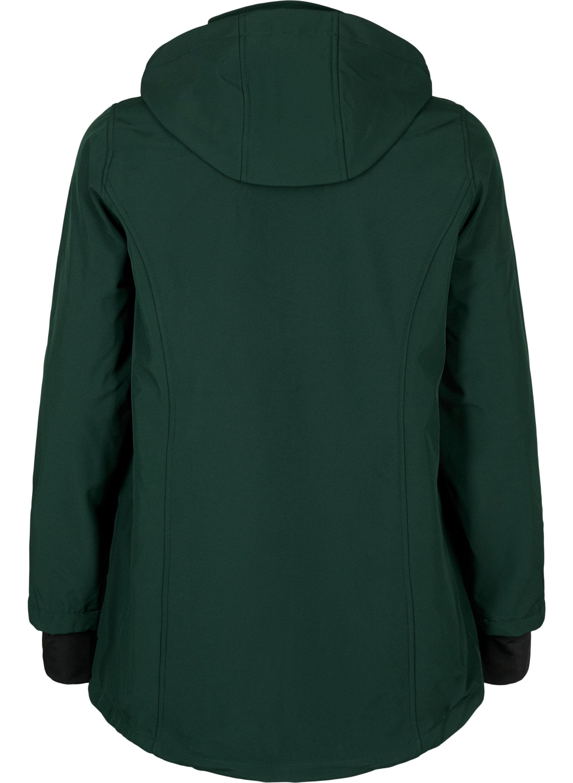Zizzi Veste softshell courte avec capuche amovible, Vert fonc&eacute;, Packshot image number 1