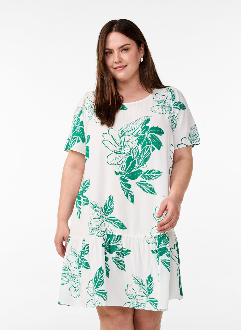 Robe en viscose avec d&eacute;coupe, Vert, Model image number 0
