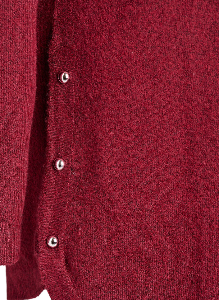 Lange Strickbluse mit Kugelkn&ouml;pfen, Dunkles Bordeaux, Packshot image number 3