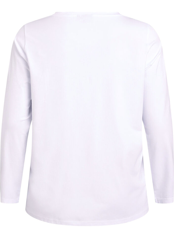 Top basic en jersey avec manches longues, Blanc, Packshot image number 1