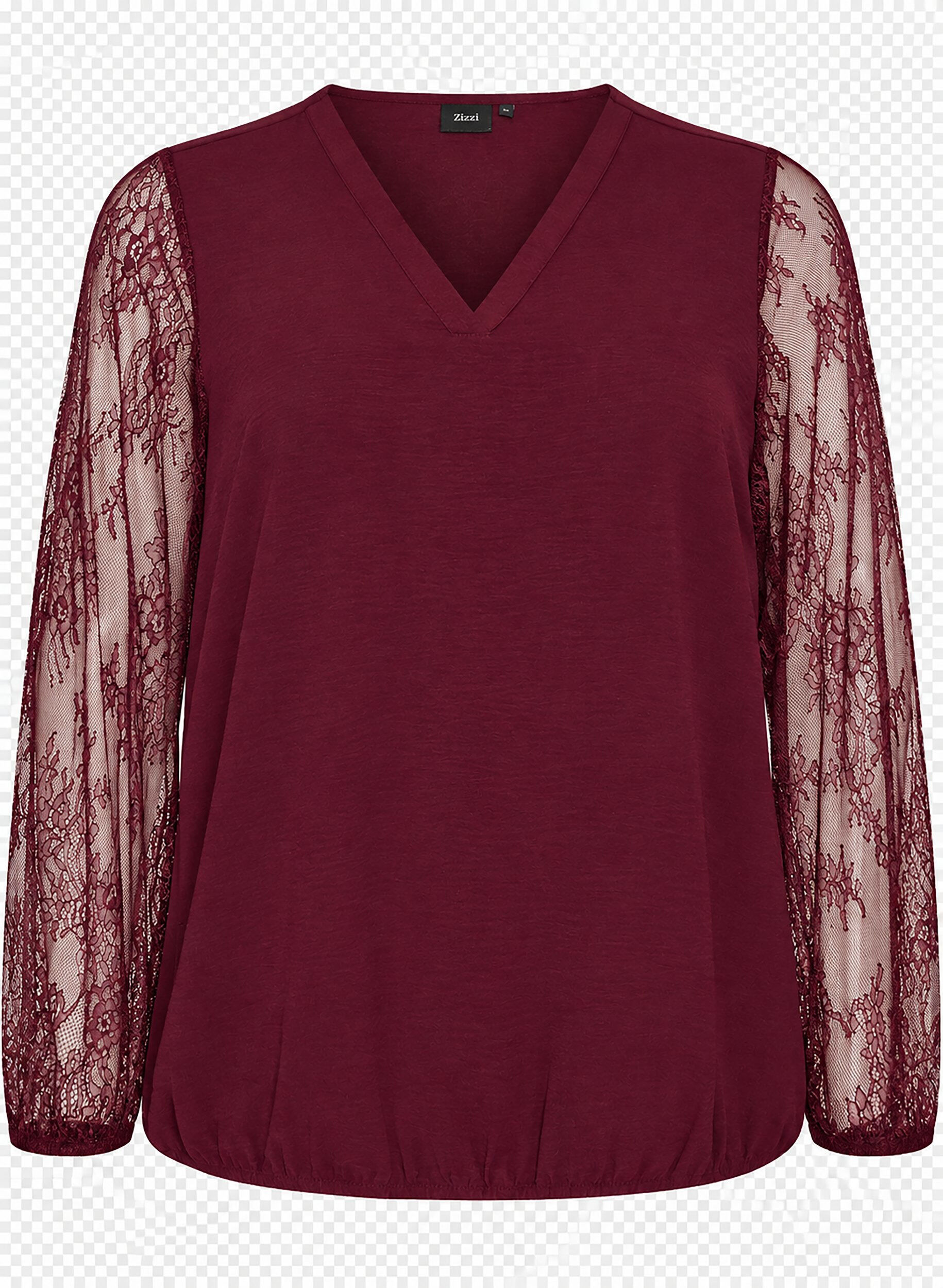 ZizziBluse mit &Auml;rmeln aus Spitze und Ballonform, Rot, Packshot image number 0