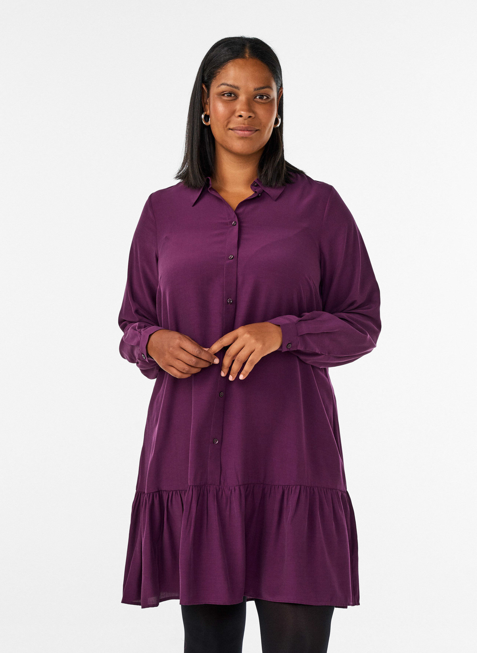 ZizziRobe chemise courte avec volants, Violet, Model image number 0