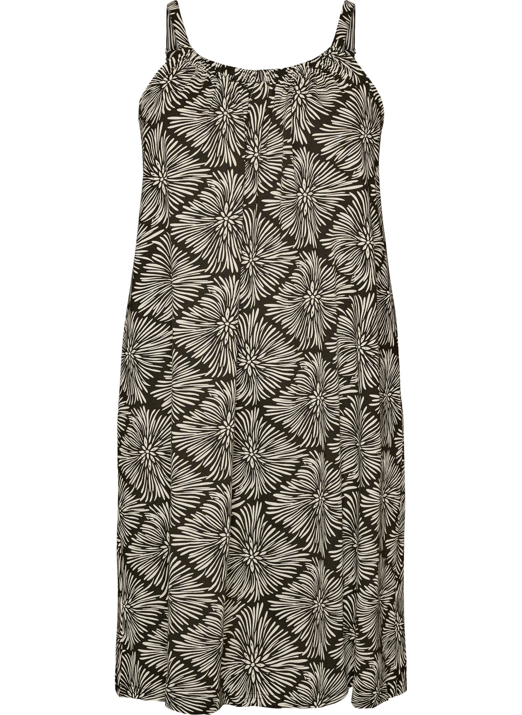 ZizziRobe &agrave; bretelles midi en coton bio, Noir, Packshot image number 0