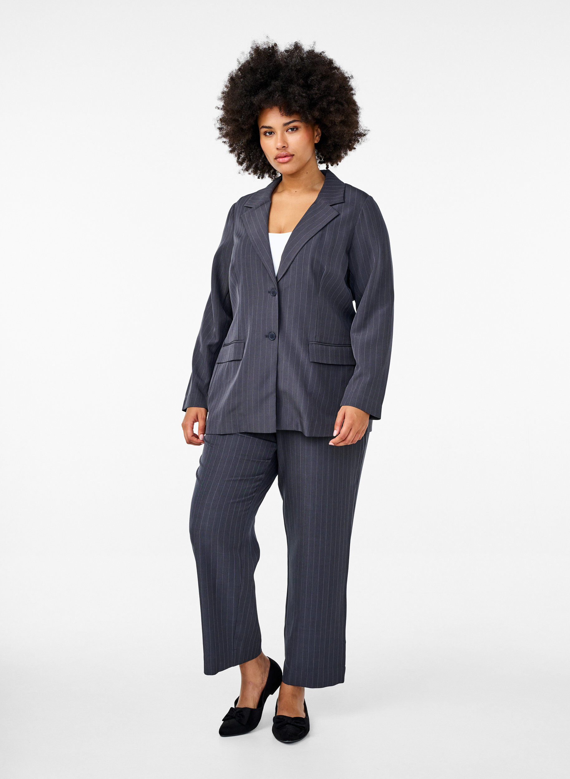 Zizzi FLASH - Blazer avec des poches et une fente, Gris anthracite, Model image number 1