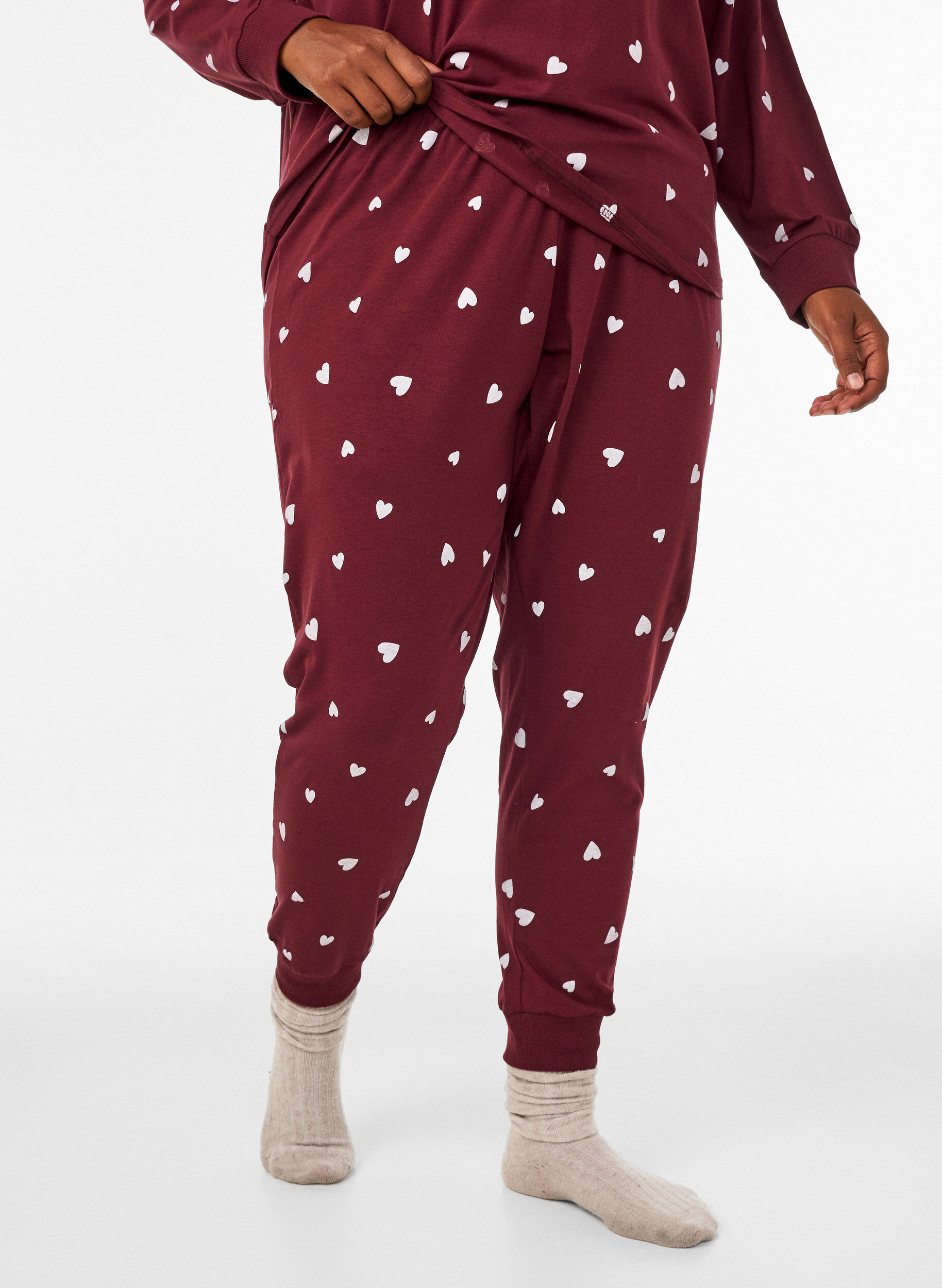 ZizziBas de pyjama imprim&eacute;, Bordeaux, Model image number 2