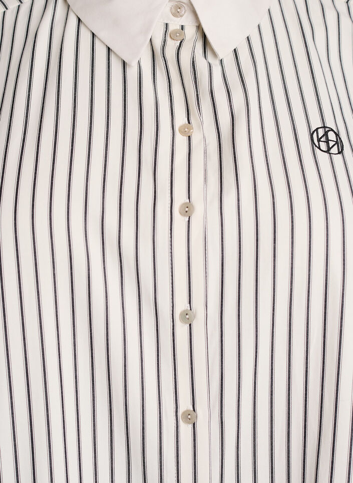 Chemise ample &agrave; rayures avec de larges poignets, Blanc, Packshot image number 2