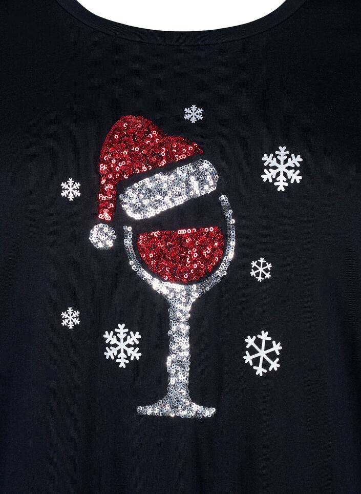 Weihnachtliche T-Shirts aus 100% Baumwolle, Black w. Wine, Packshot image number 2