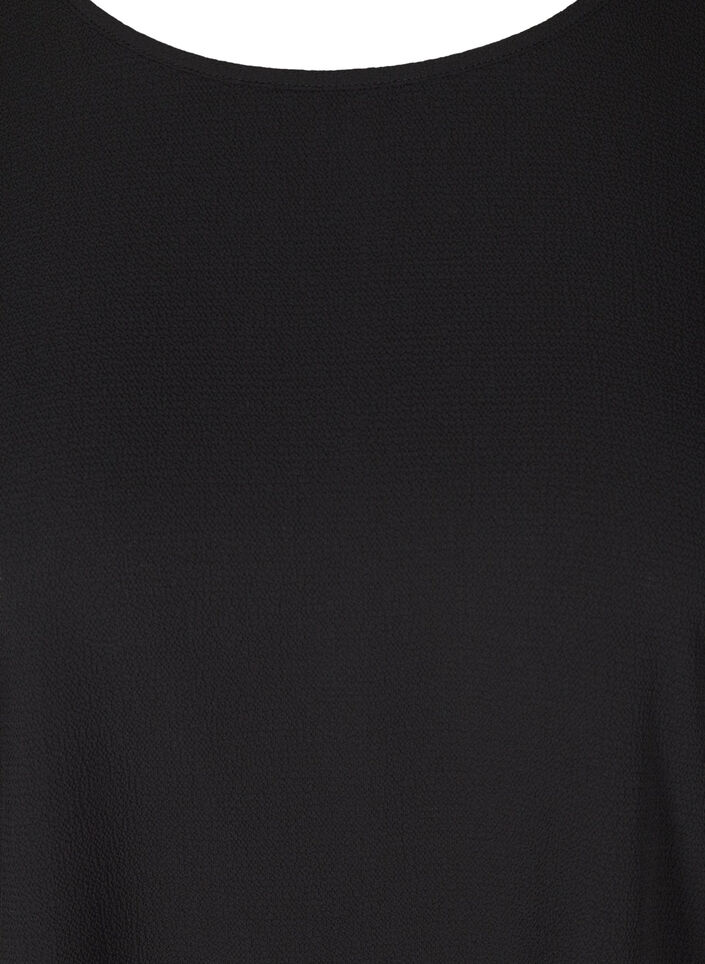 Bluse mit kurzen &Auml;rmeln und Rundhalsausschnitt, Schwarz, Packshot image number 2