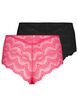 Culottes hipster 2-pack en qualité de dentelle, Love Potion/Black, Packshot image number 1