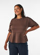 Peplum-Bluse mit ellenbogenlangen &Auml;rmeln, Braun, Model image number 0
