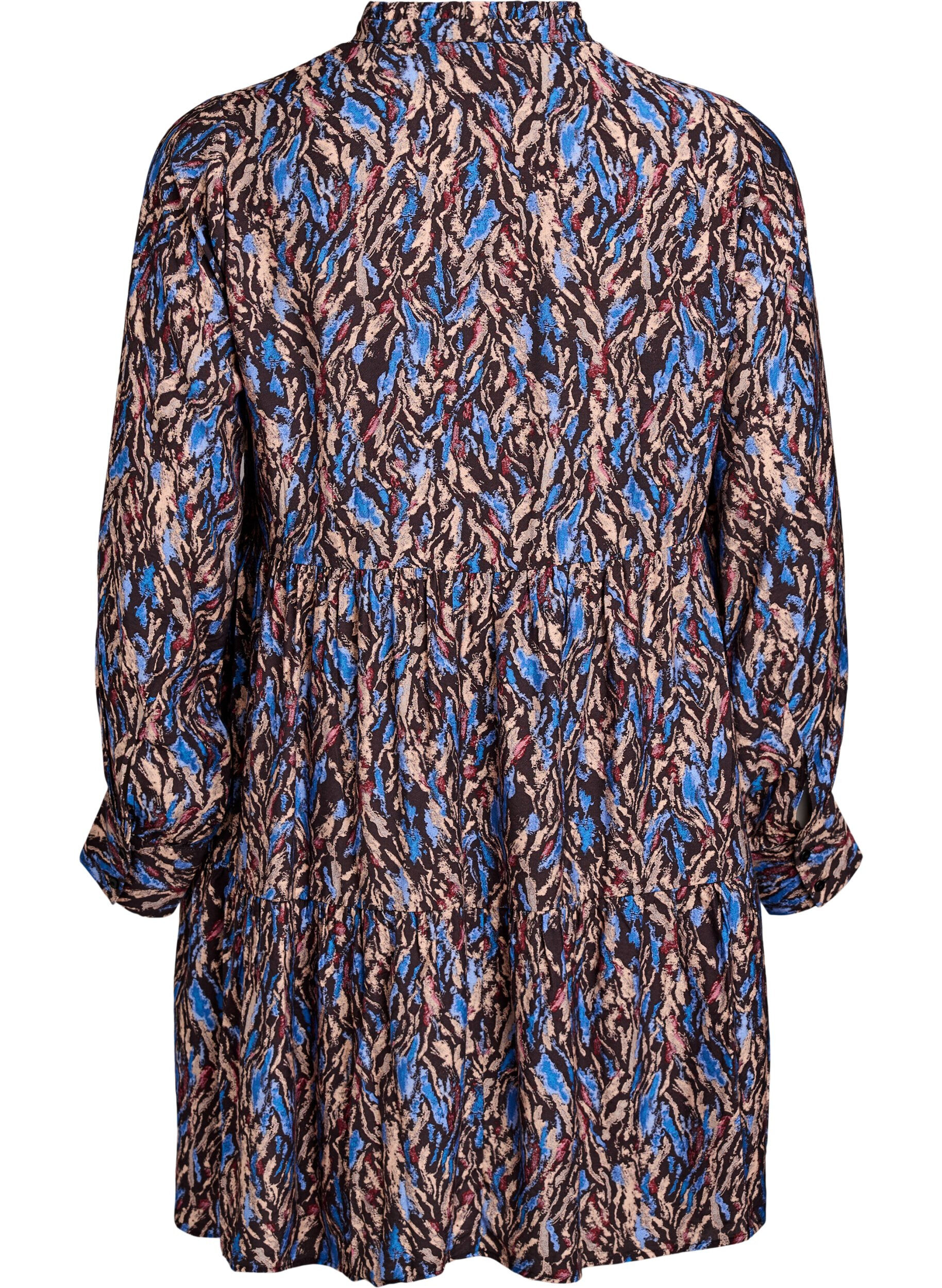 Zizzi Robe trap&egrave;ze avec col &agrave; volants, Bleu, Packshot image number 1