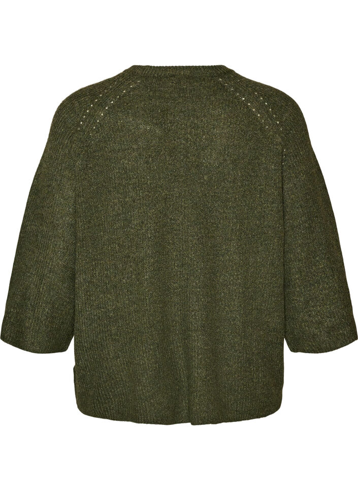 Ripppullover mit 3/4-&Auml;rmeln, Gr&uuml;n, Packshot image number 1