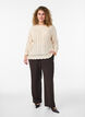 Top en maille avec broderie eyelet et manches 3/4, Beige, Model image number 1