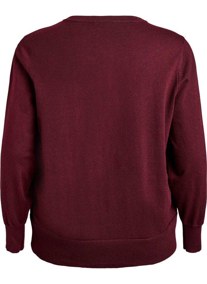 Cardigan en maille fine avec col rond, Bordeaux, Packshot image number 1