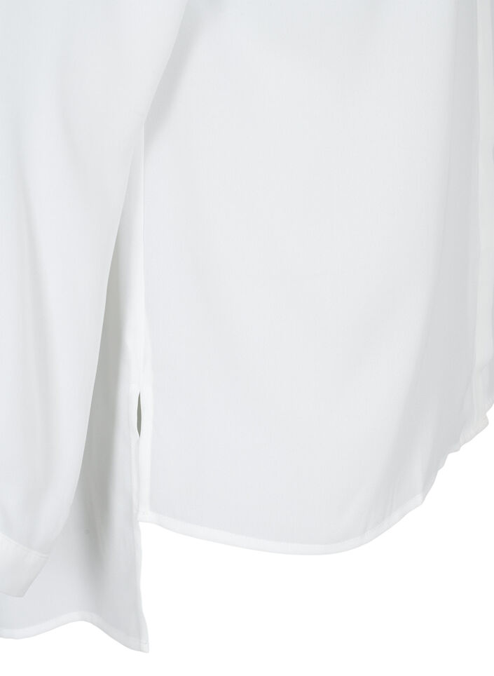 Chemise de couleur unie avec col en V, Bright White, Packshot image number 3