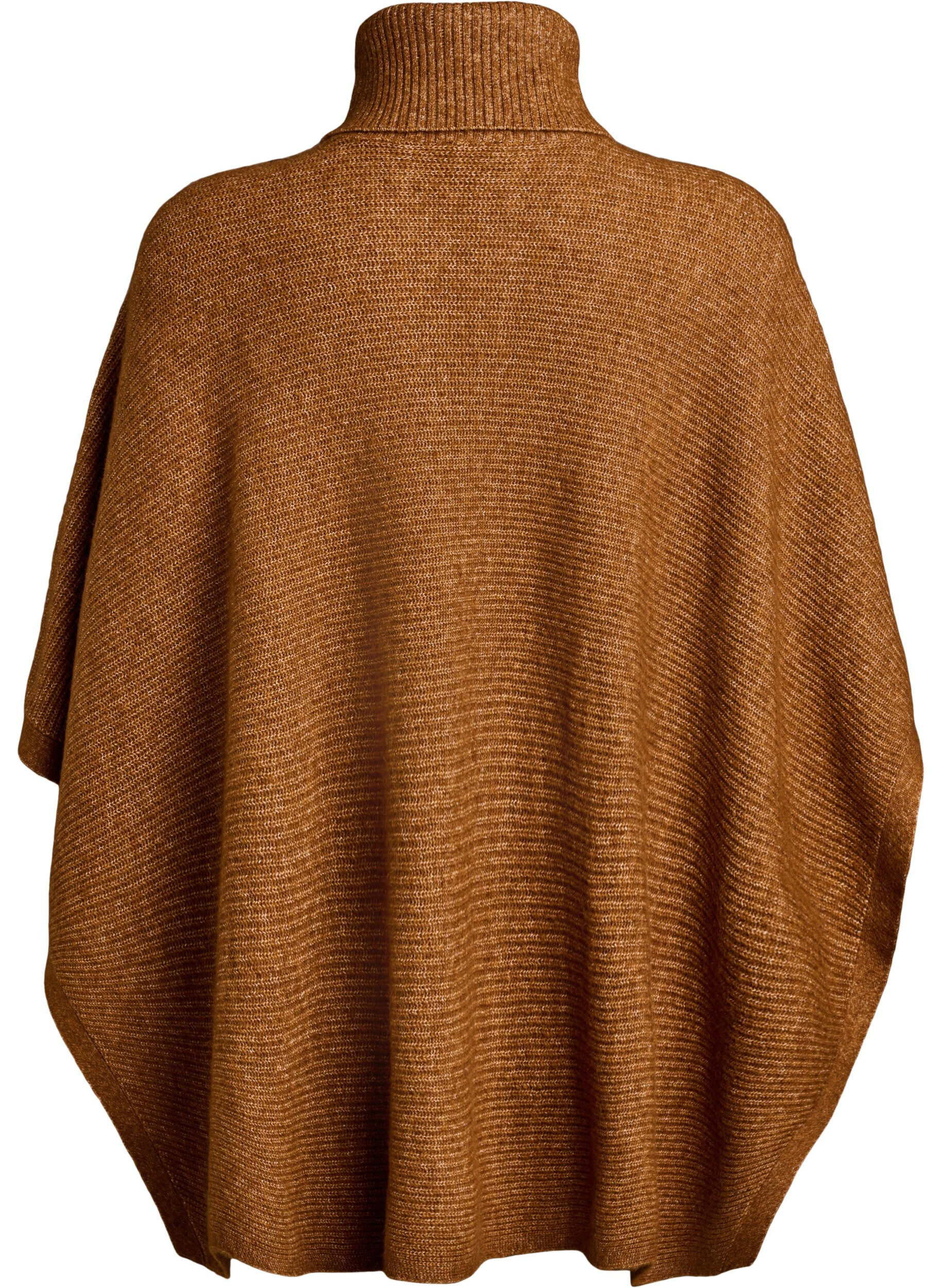 Zizzi Poncho &agrave; col roul&eacute; avec d&eacute;tail boutonn&eacute;, Marron, Packshot image number 1