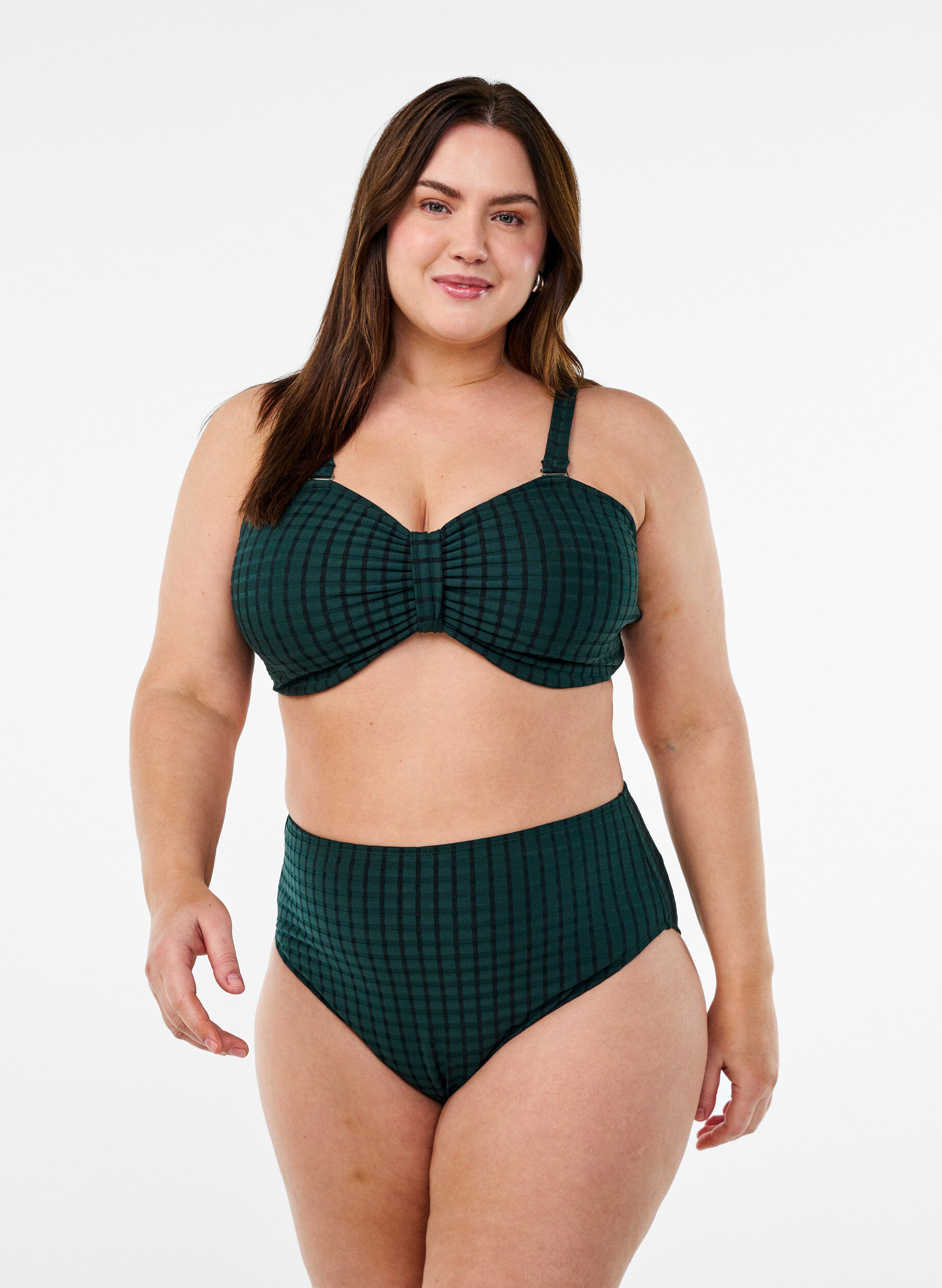 Zizzi Bikiniunterteil mit hohem Bund und Tai-Schnitt, Gr&uuml;n, Model image number 0