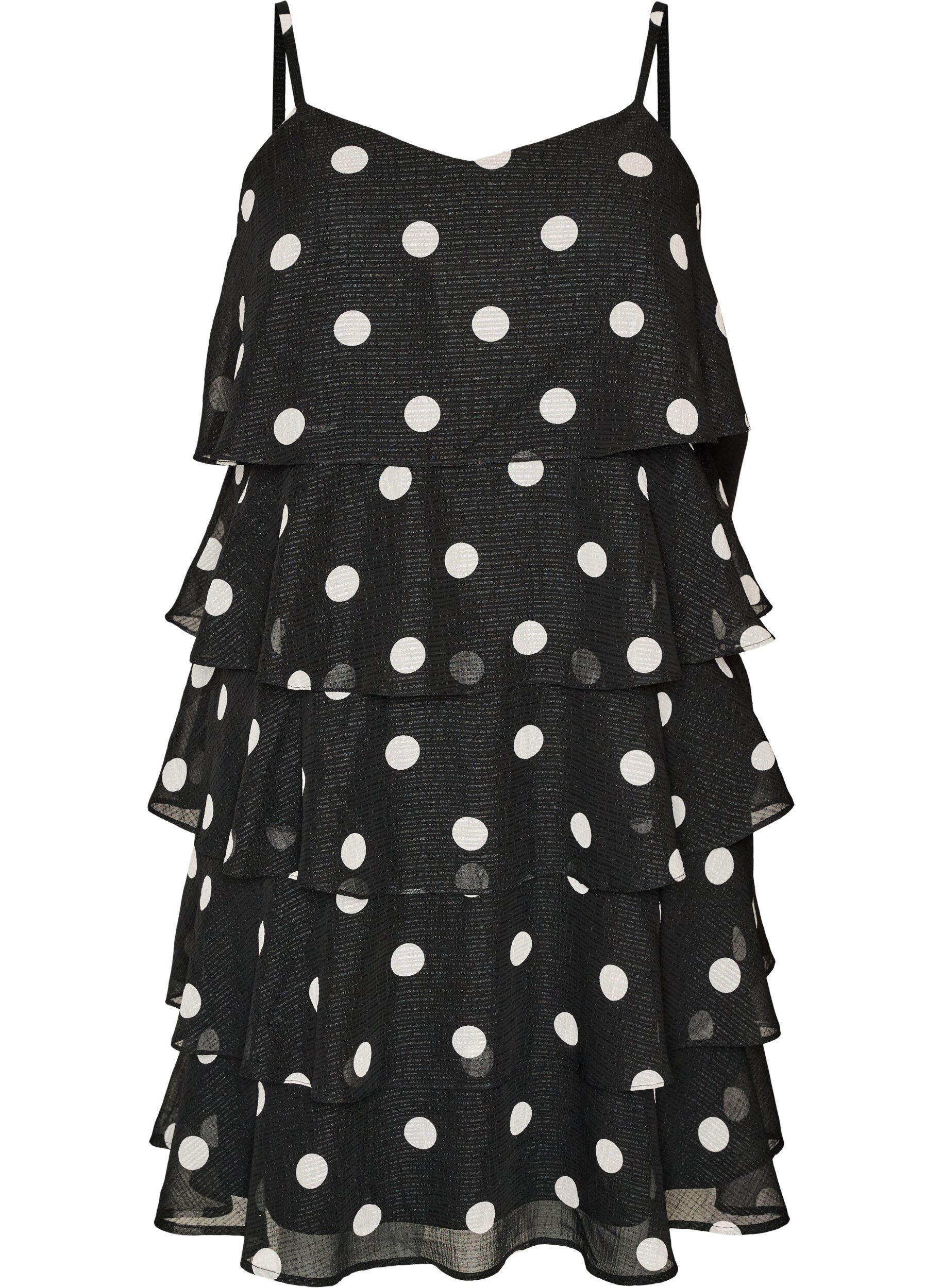 Lagenkleid mit R&uuml;schen und Spaghettitr&auml;gern