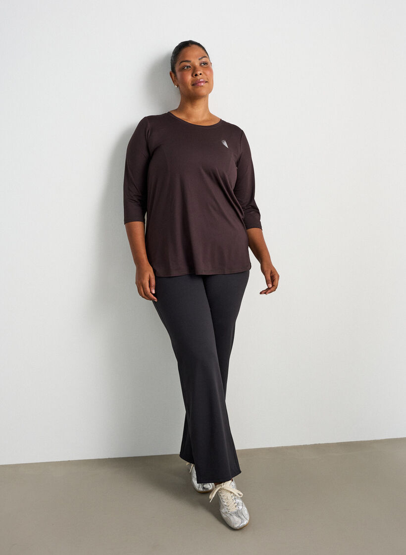 Haut de sport avec manches 3/4, Marron, Model image number 1