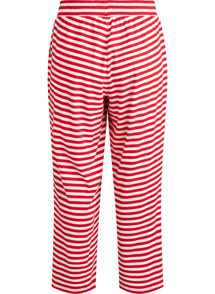 Pantalon de pyjama ray&eacute; &agrave; taille haute et coupe ample, Rouge, Packshot image number 1