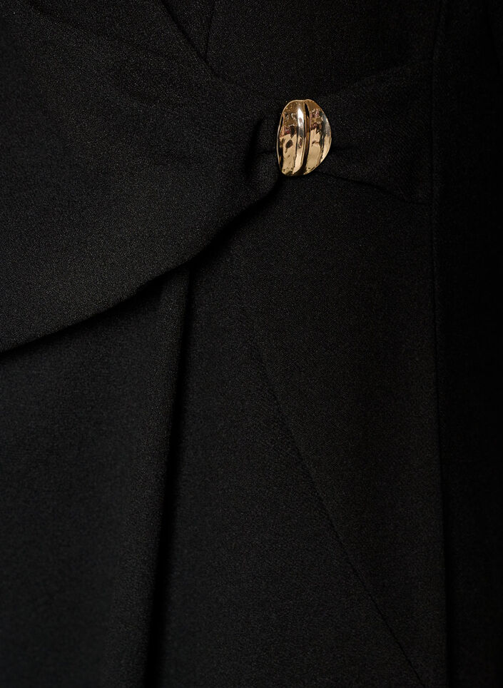 Robe en jersey avec drap&eacute; et boucle d&eacute;corative, Noir, Packshot image number 3