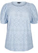  Kurzärmelige Bluse mit Lochmuster, Cashmere Blue, Packshot image number 0