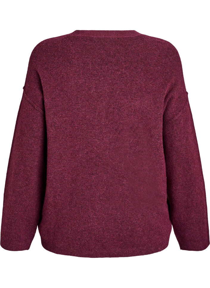 Lockerer Strickpullover mit Kontrastn&auml;hten, Dunkles Bordeaux, Packshot image number 1