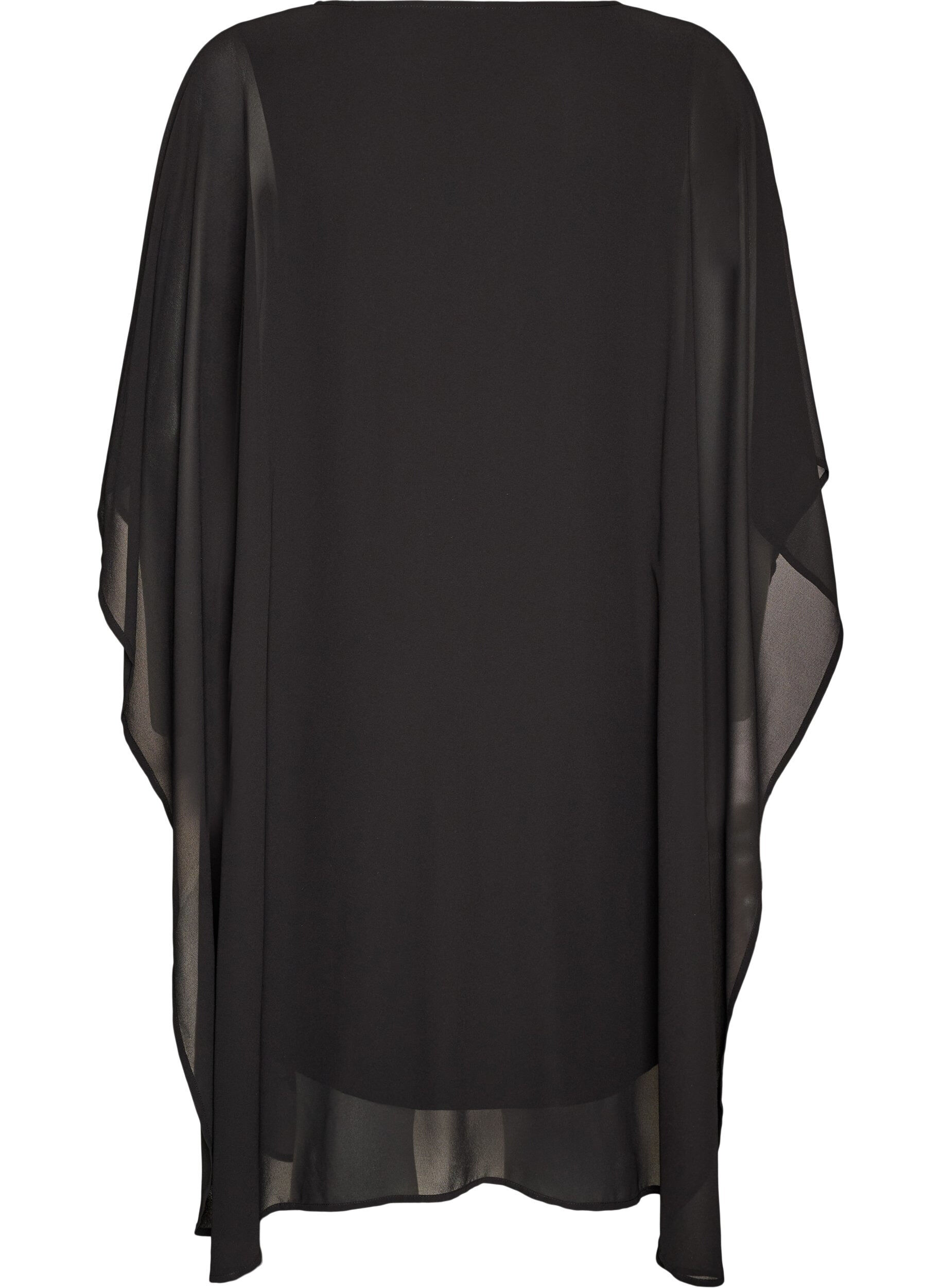 ZizziKurzes Chiffonkleid mit V-Ausschnitt, Schwarz, Packshot image number 1