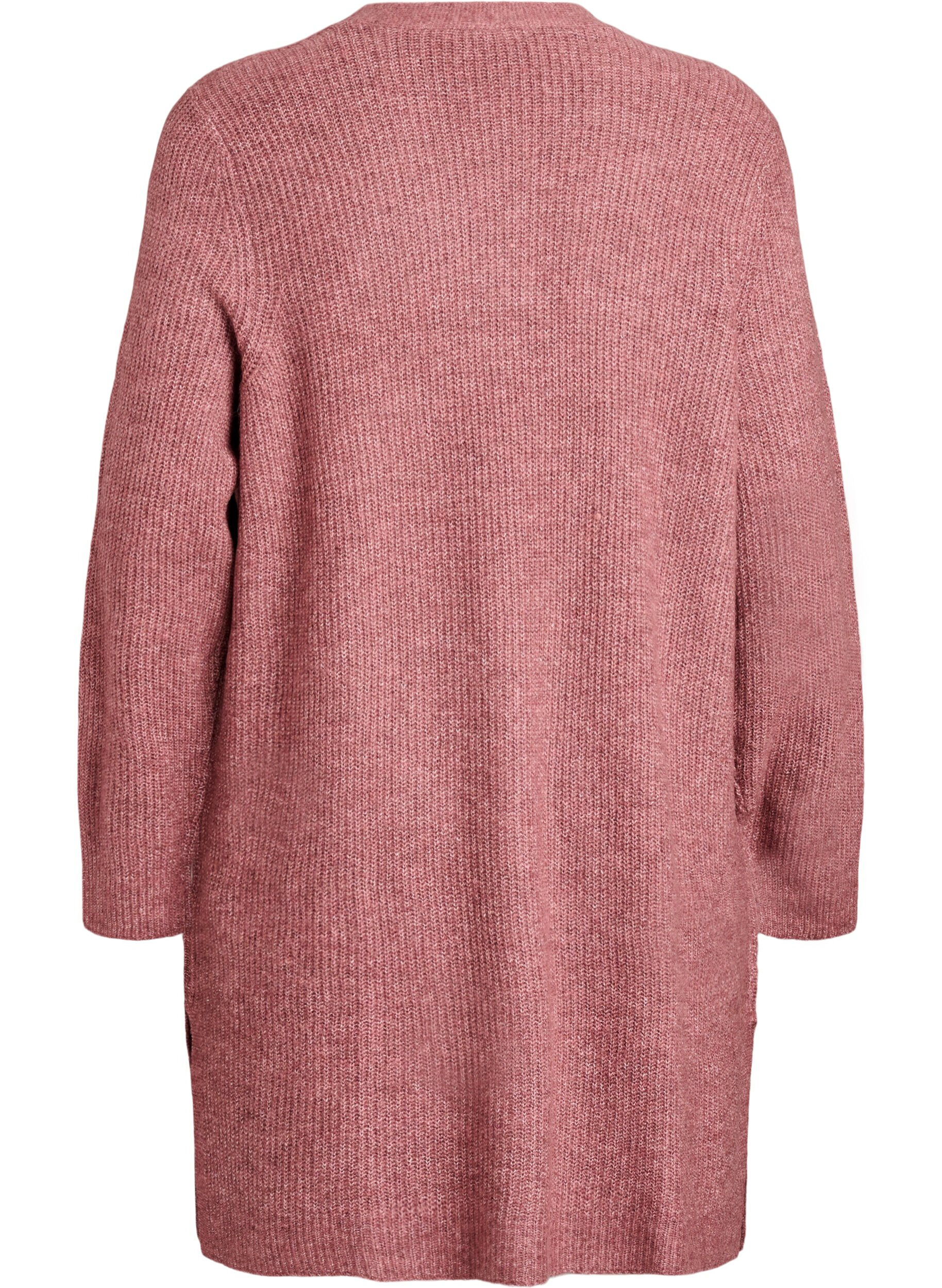 Zizzi Cardigan long c&ocirc;tel&eacute; sans fermeture, Rose, Packshot image number 1